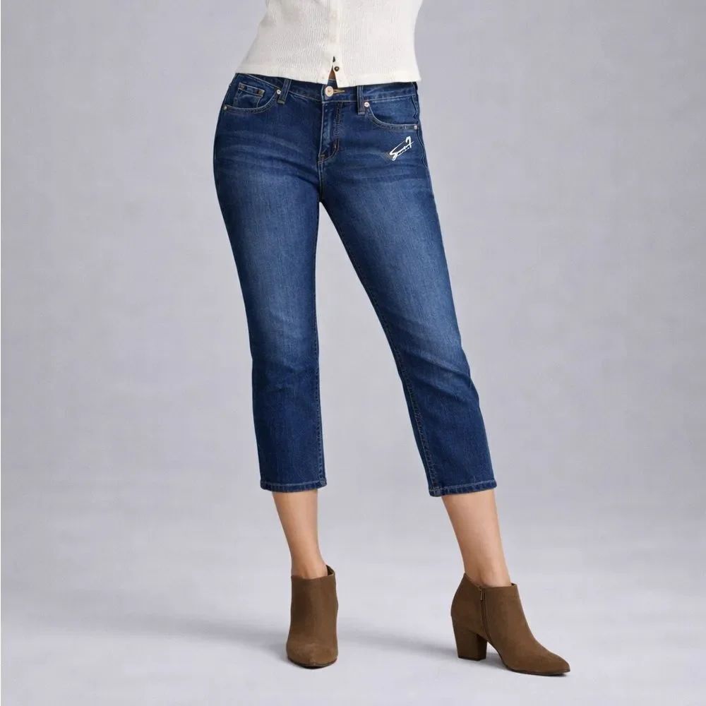Seven7 Women’s Jeans Size 27 Cropped Tapered Straight Leg Stretch Denim NWT